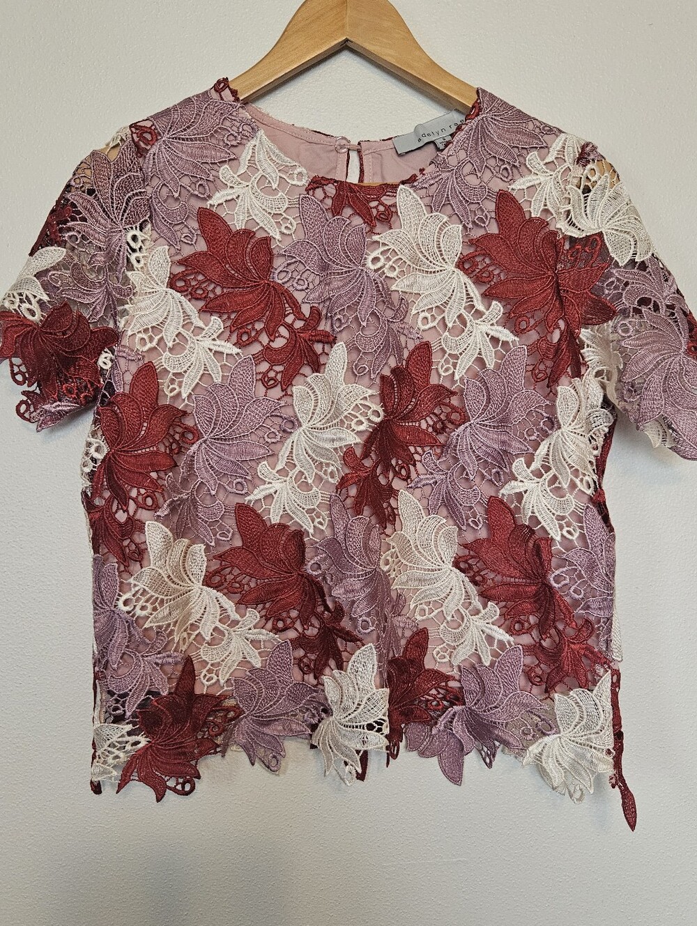 Adelyn Rae Lace Overlay Blouse Small